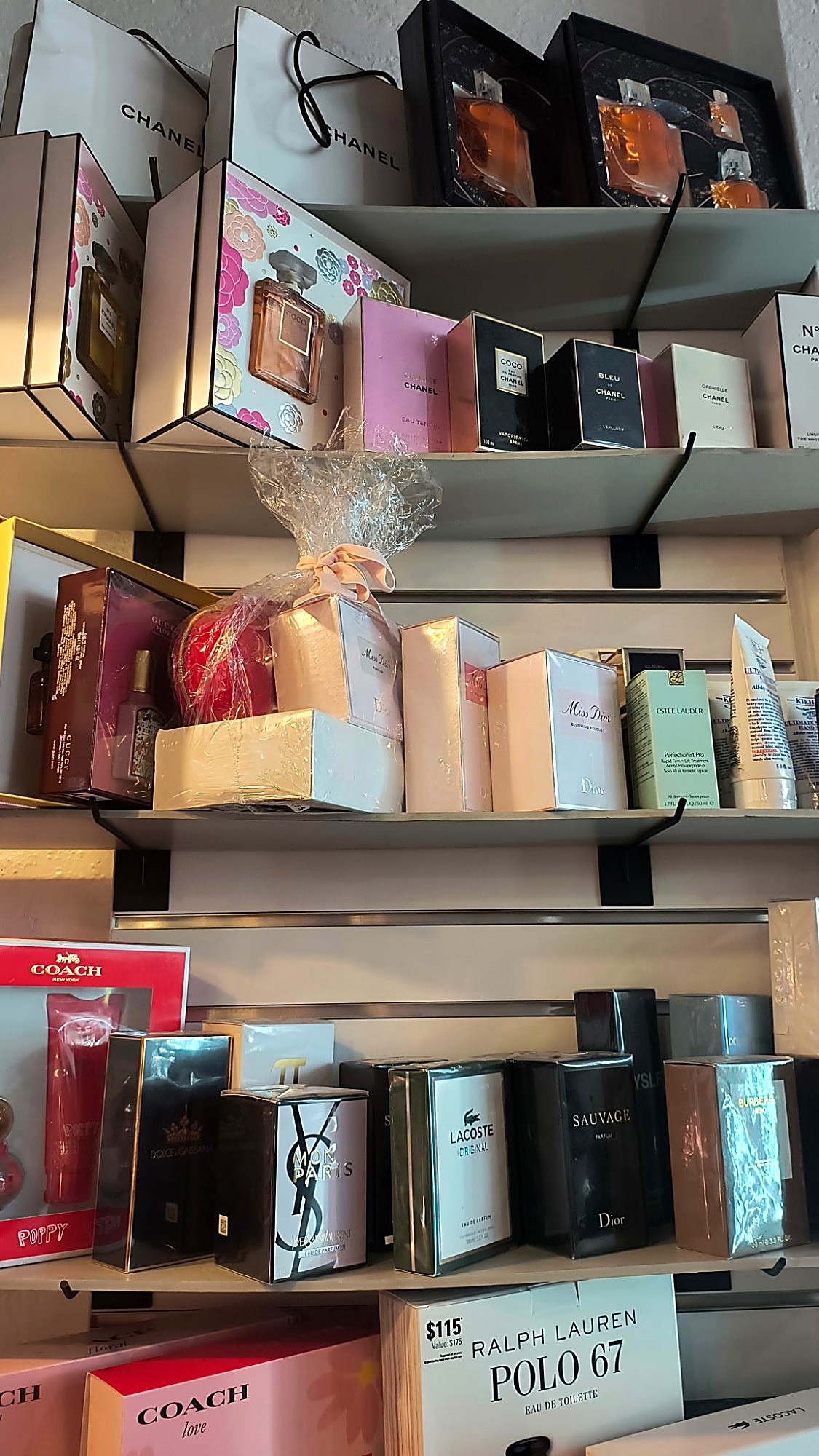 A display of designer fragrances at Love, Fashion & More